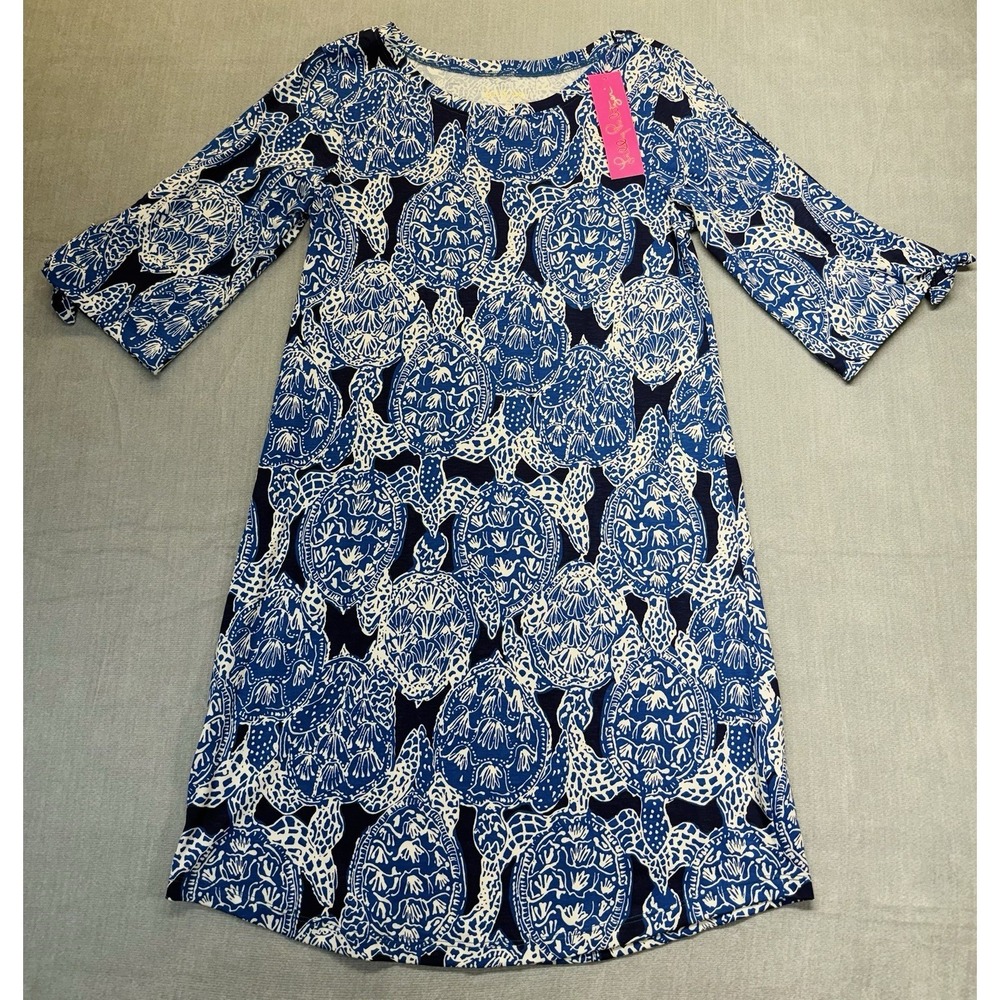 Lilly Pulitzer Preston Dress Womens Size S Deep Indigo Blue Tie Sleeve NWT